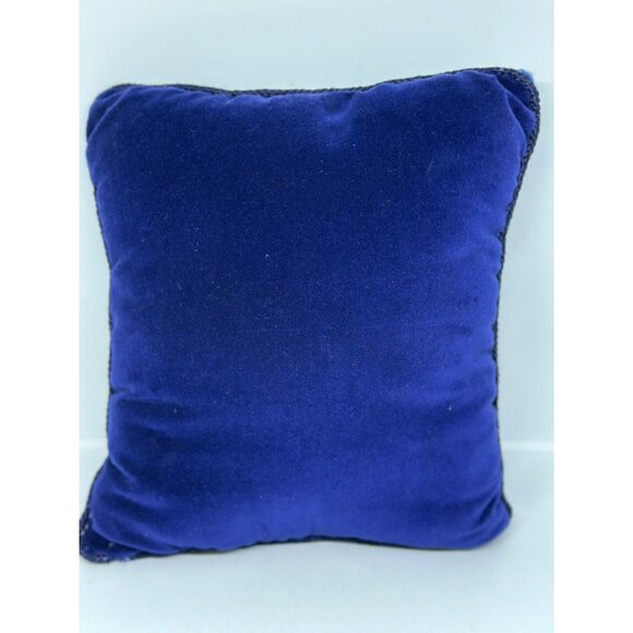 Vintage Needlepoint Velvet Pillow – Musical Angels Christmas Decor – 9.5″ × 10″ - Picture 4 of 5